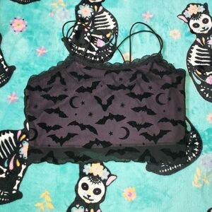 ROMWE Black Bat and Moon Lace Bandeau